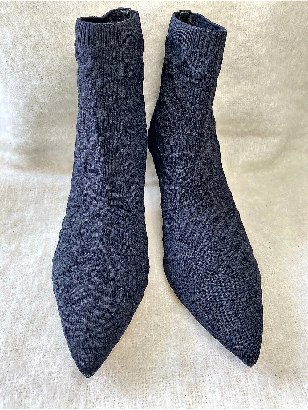 Coach Jade Signature Knit Bootie Heeled Boots Black US 9 B